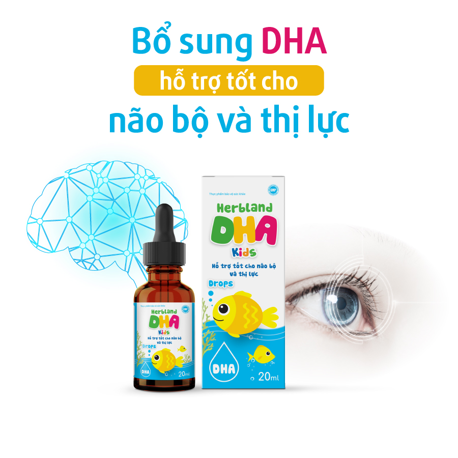 Herbland DHA Kids hỗ trợ tốt cho sự phát triển trí não và thị lực hộp 1 lọ x 20ml