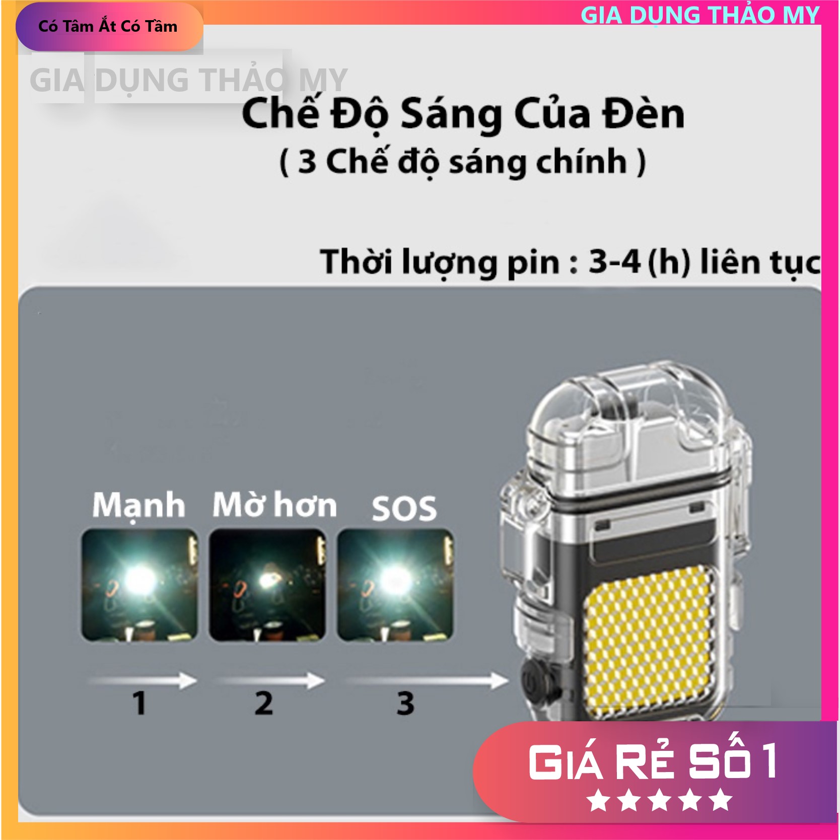 Bật lửa điện độc lạ sạc pin công nghệ điện tử tạo 4 tia plasma chống gió có đèn led chống nước