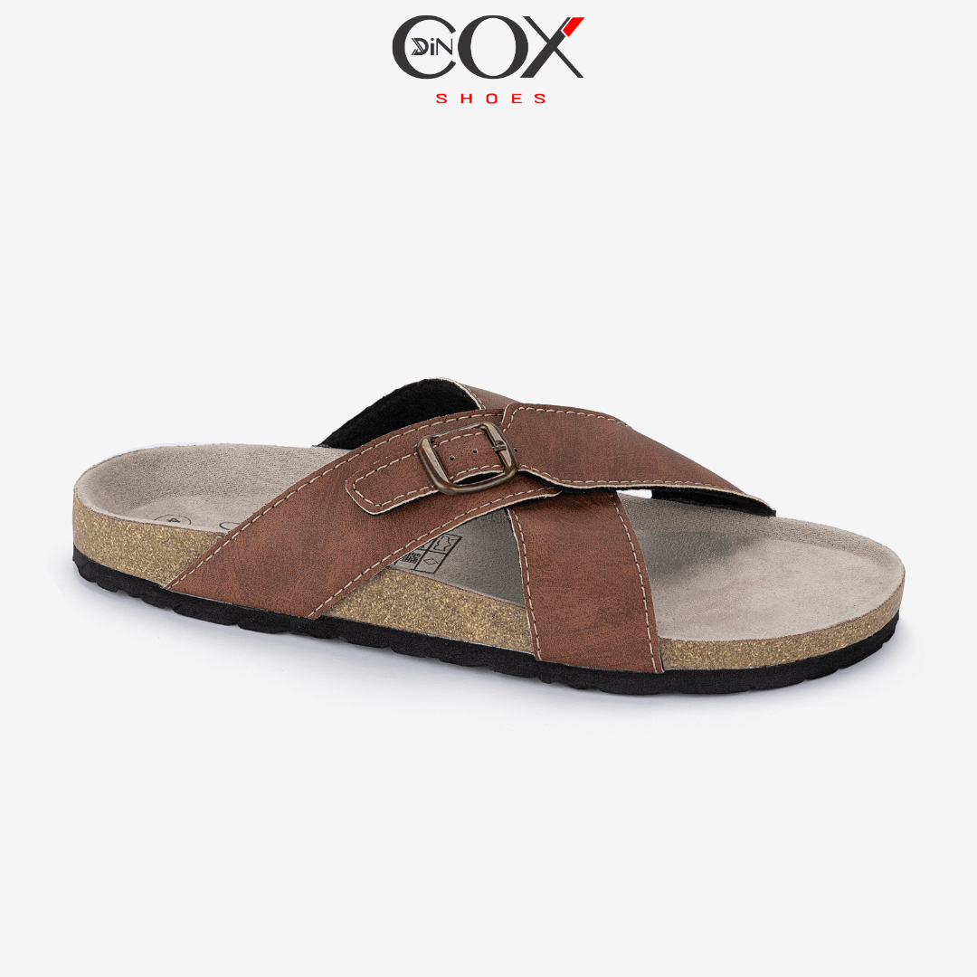 Dép Đế Trấu Nam Quai Chéo 1 Khóa DC05 Brown Dincox