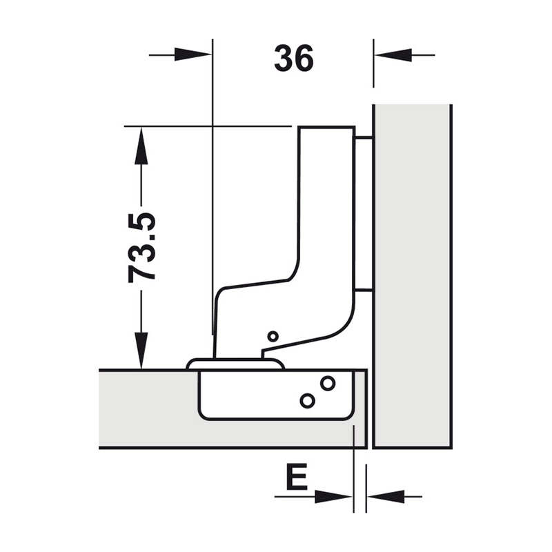 Bản lề giảm chấn Hafele Metalla SM 110° DIY, thép, lắp lọt lòng, cong nhiều - 493.03.023