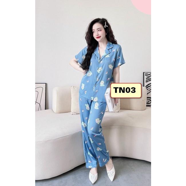 BỘ PYJMA LỤA NỮ Quần Dài,Tay Ngắn