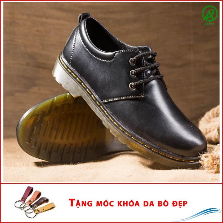 Giày Boot Nam Ngắn Cổ Da Trơn Đen Đế Có Khâu Chắc Chắn - Giày Boot Nam Ngắn Cổ M353-DEN-Kèm Móc Khóa Da Bò Đẹp