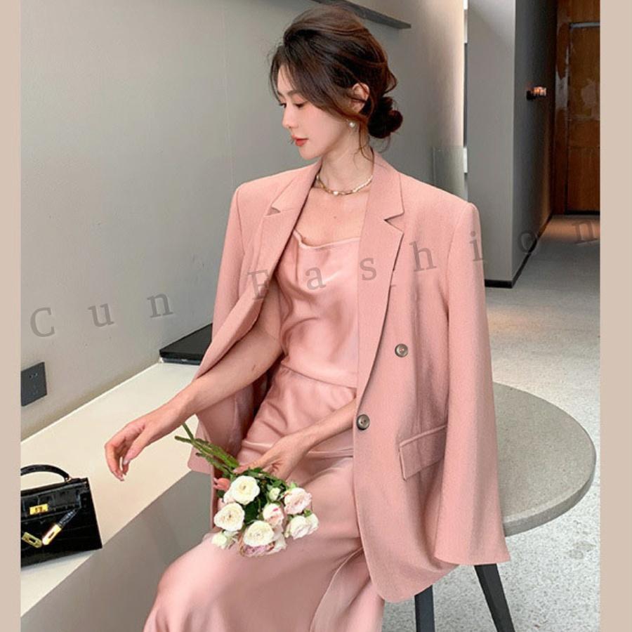 Áo Blazer Nữ Màu Hồng Cun Fashion Kiểu Hai Hàng Khuy Chất Cotton Ngoại Cao Cấp
