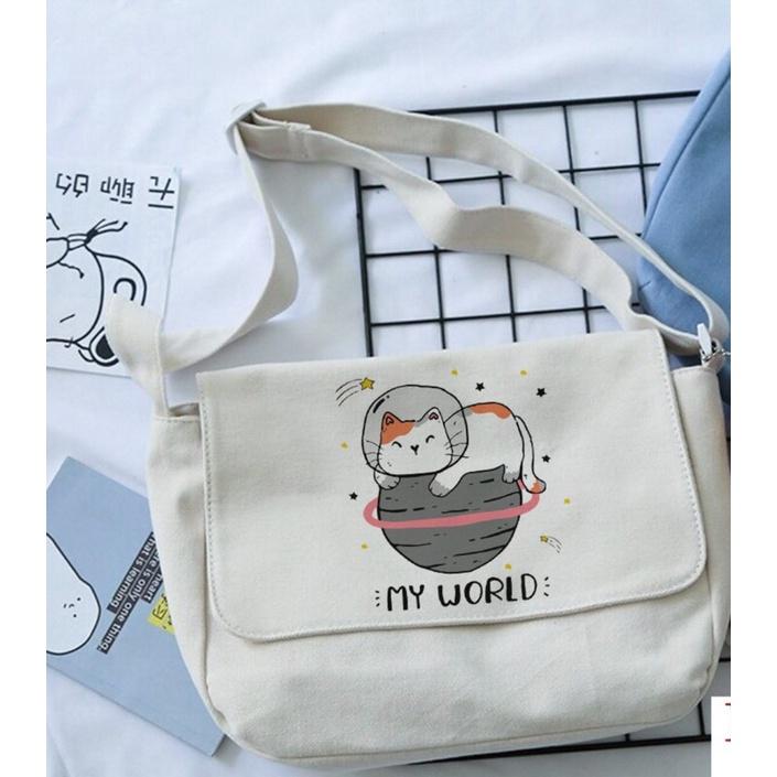 TÚI TOTE ĐEO CHÉO UNISEX NAM NỮ - VẢI DỆT CANVAS  - PHONG CÁCH ULZZANG