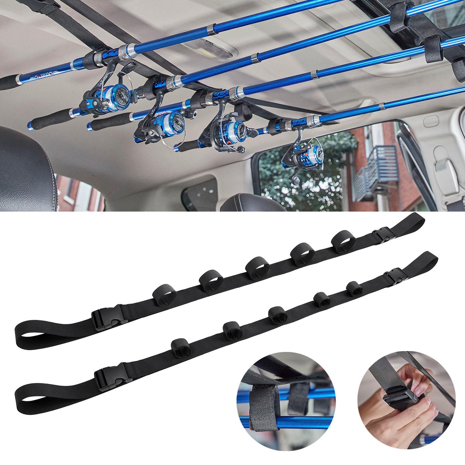 2x Car Fishing Rod Rack Adjustable Fishing Rod Holder Strap for SUV Wagons