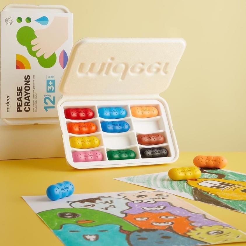 Màu sáp Lụa hạt Đậu Pease Crayons Mideer, Bút Sáp Màu Hữu Cơ An Toàn cho bé