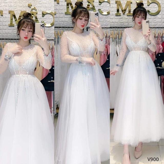 Đầm xoè tay lưới kết chuỗi SANG TRỌNG -MS4V500- Size ML đến 57kgMM MM