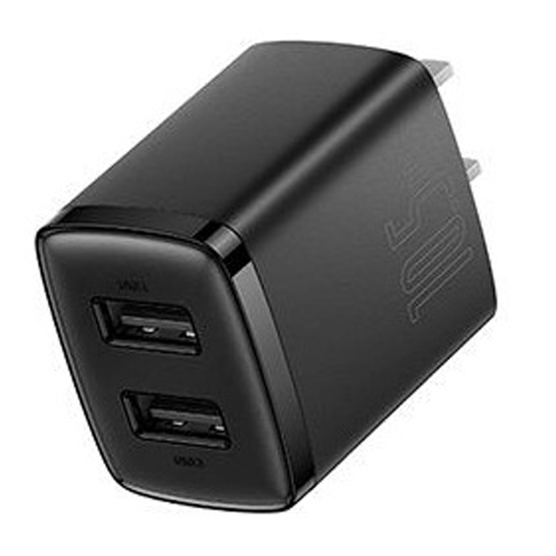 Củ sạc 10.5W Baseus Compact Charger chân dẹt 2 cổng USB chất liệu chống cháy cao cấp - Hàng chính hãng