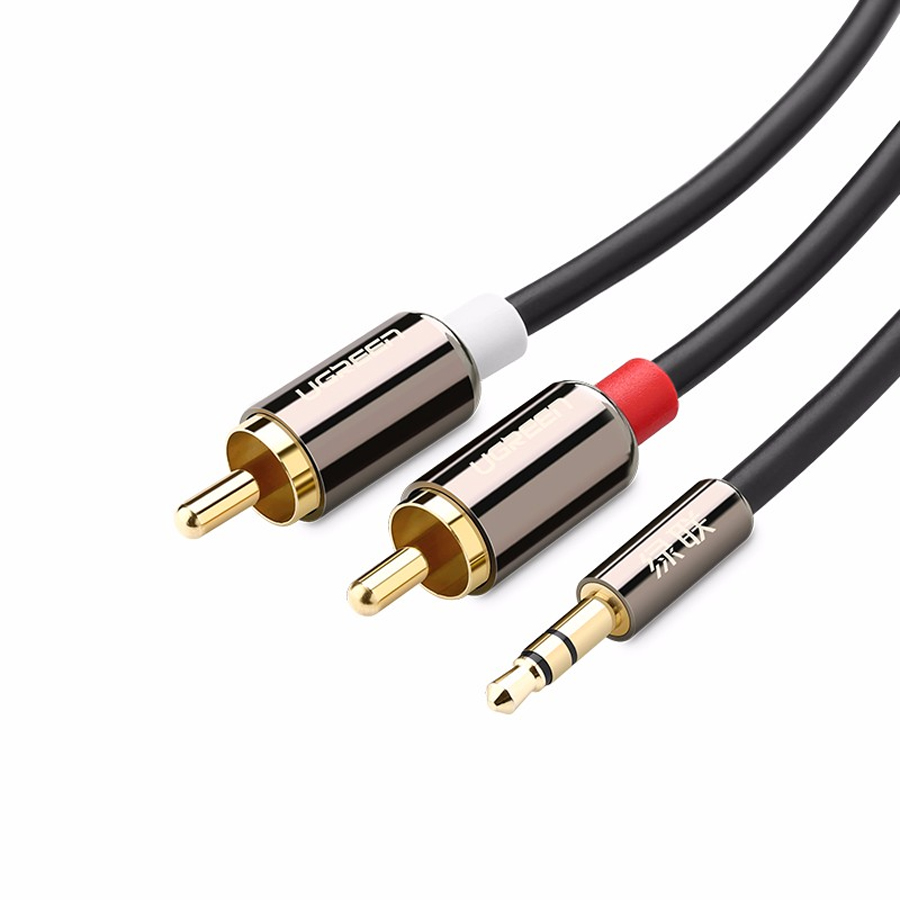 Cáp Audio 3.5mm to AV 2 đầu hoa sen (RCA) dài 3M Ugreen 10590 vỏ nhôm - Hàng chính hãng