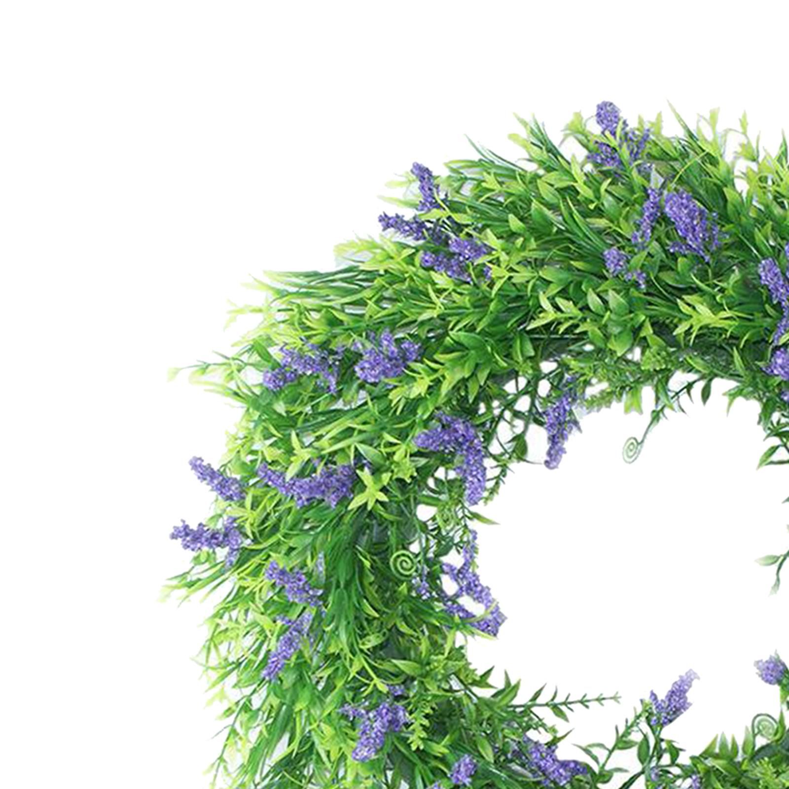 Artificial Lavender Flower Wreath Front Door Wreath Hanging 16" Garland for Wedding Party Indoor Outdoor Wall Home Decor Ornaments Arts