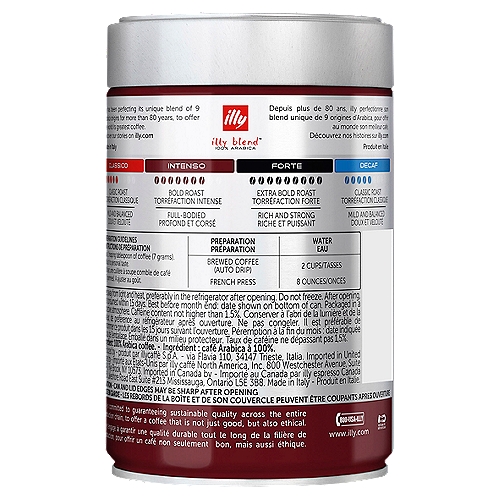 Cà phê bột Illy Intenso Bold Roast Ground Coffee – 250g - Hương vị mãnh liệt, mạnh mẽ và đầy đủ với các nốt ca cao và trái cây khô