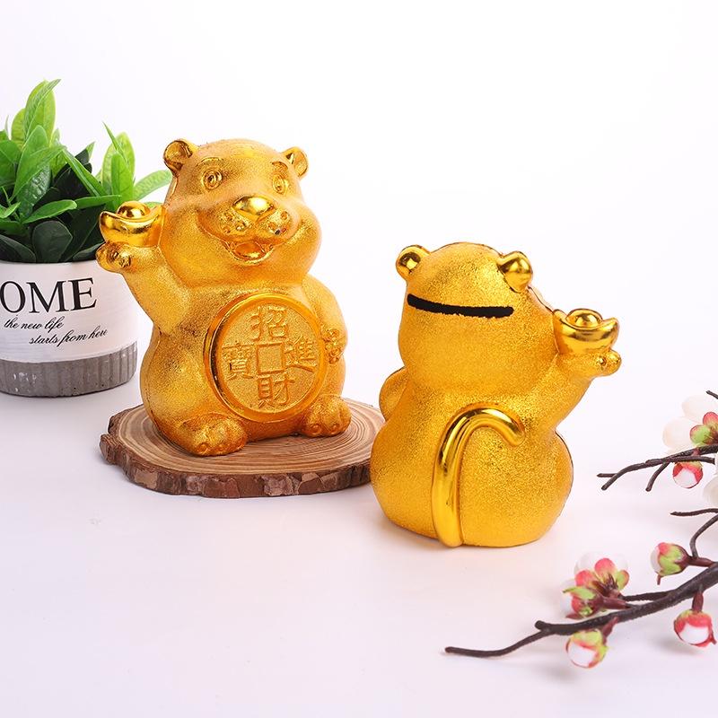 PVN39973 Ống heo đựng tiền tiết kiệm hình con hổ vàng phong cách Trung Hoa