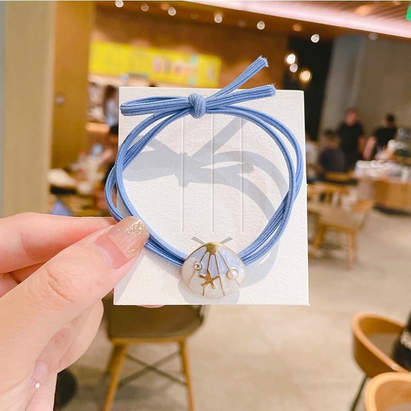 Dây cột tóc màu xanh gắn charm gốm siêu xịn họa tiết thủy cung độc đáo
