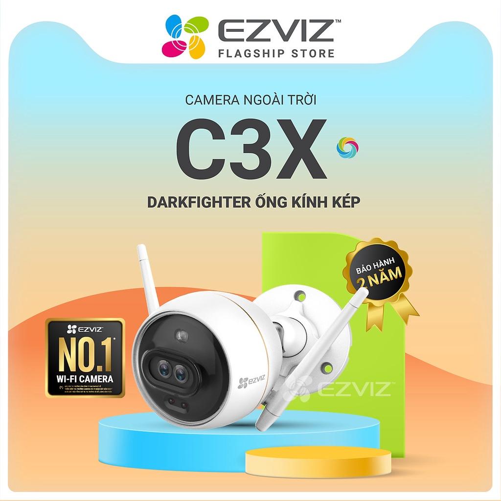 Camera Wifi Ngoài Trời EZVIZ C3X 2M Bản mắt kép Tích hợp AI, đàm thoại 2 chiều, đèn báo động - Hàng Chính hãng