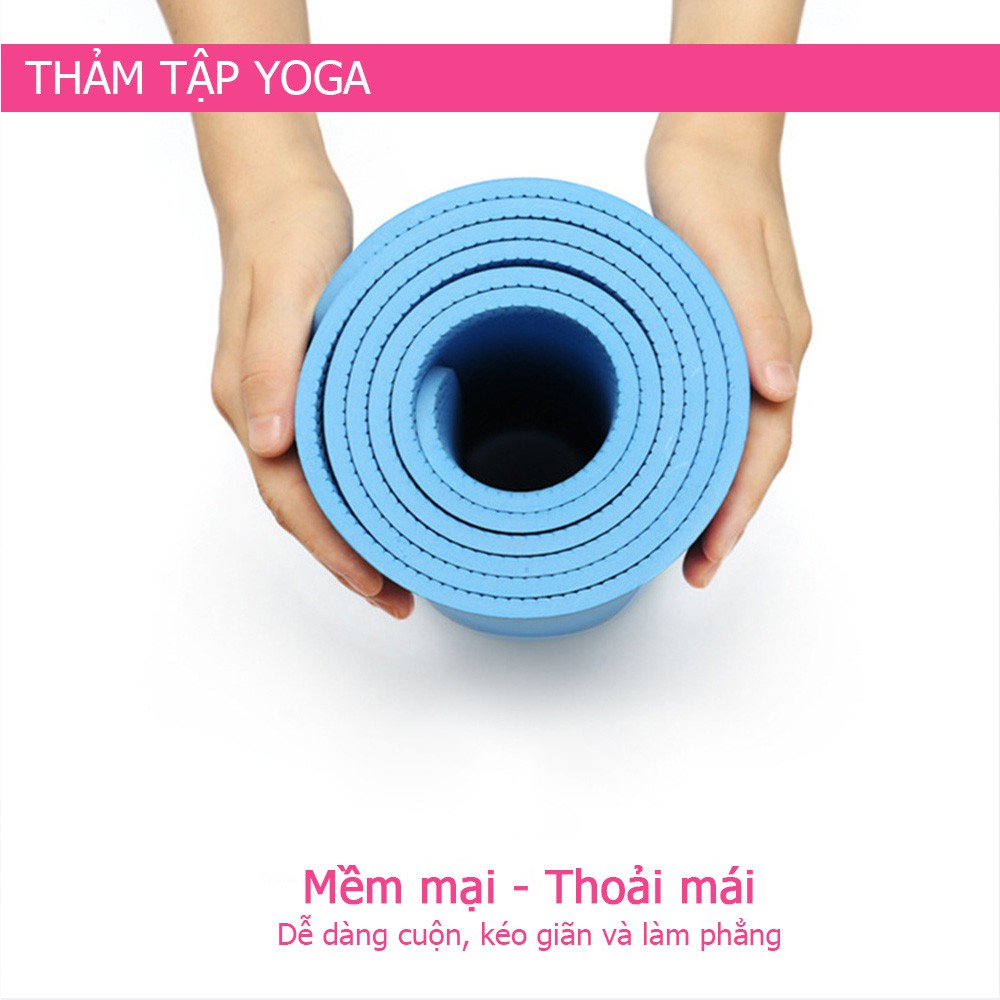 Thảm tập yoga TPE 6 mm 1 lớp cao cấp+ Tặng kèm túi lưới đựng -Thảm yoga chống trơn trượt, chắc chắn