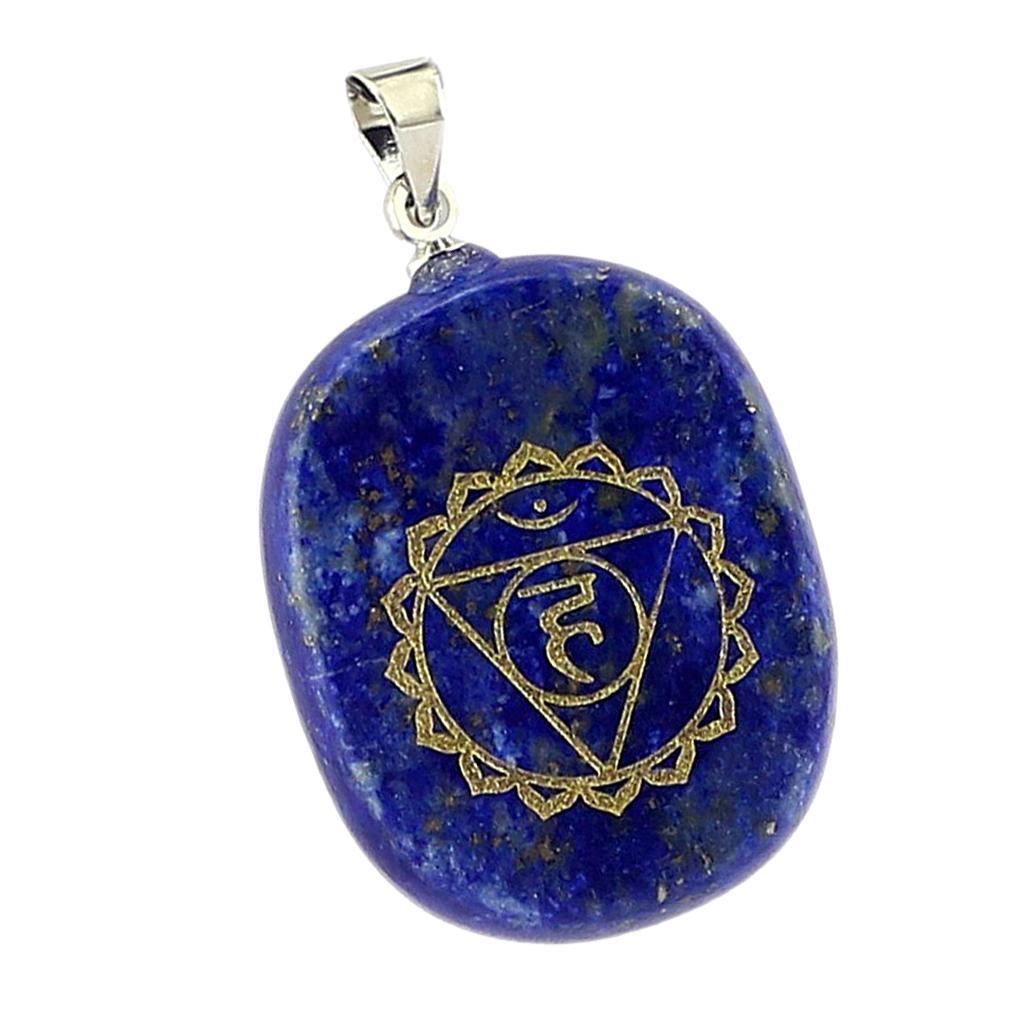2pcs Engraved Lapis Lazuli Amethyst Reiki Natural Stone Necklace Pendants