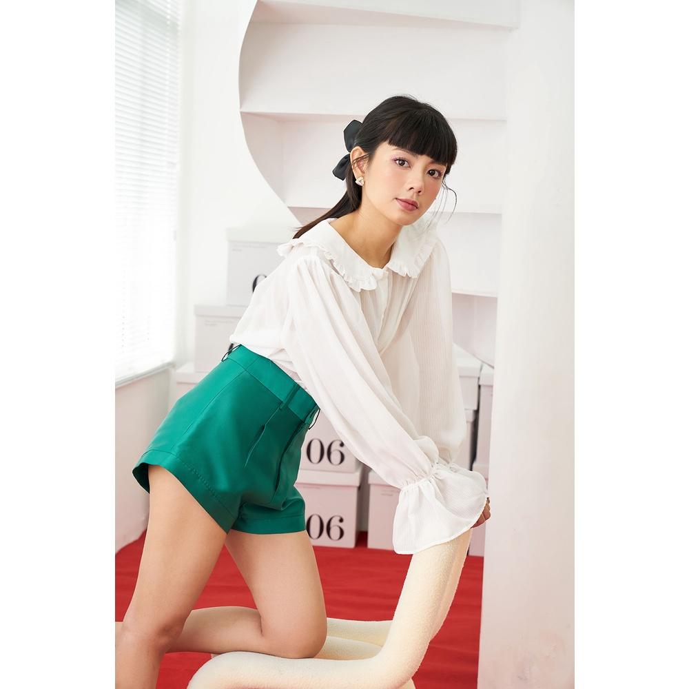 DOTTIE - Quần short vải taffta nữ xanh lá Q0238