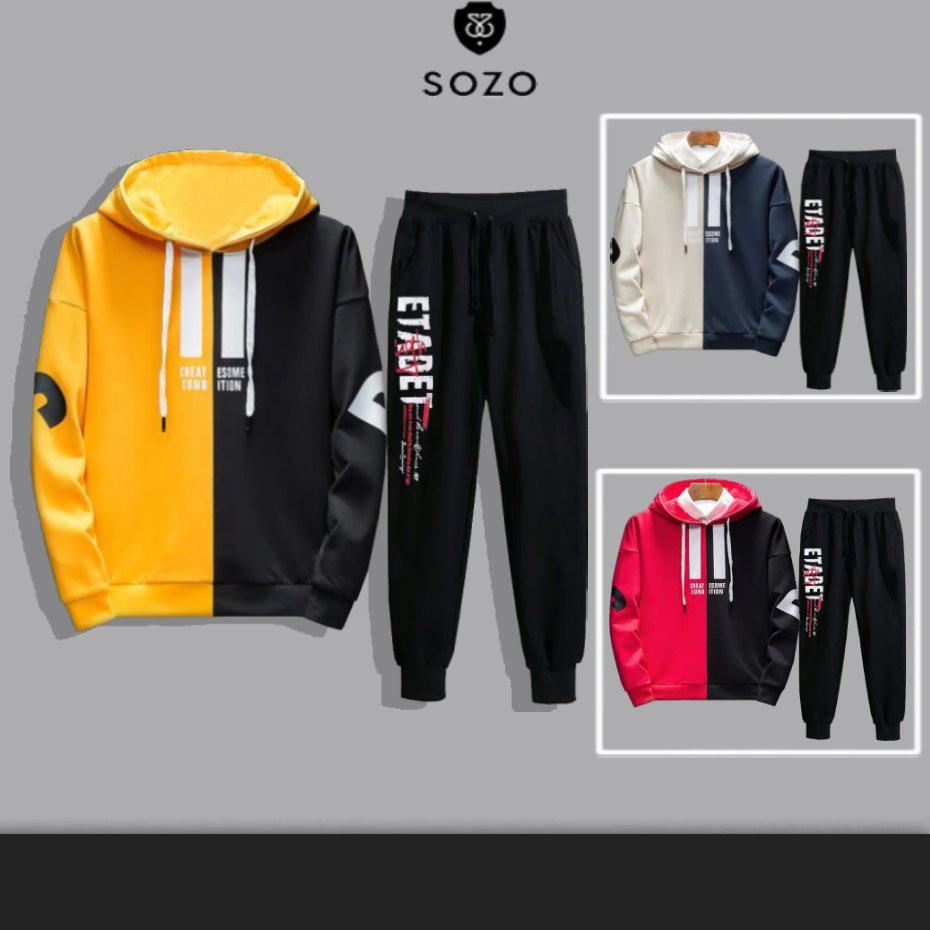 Set Bộ 2 Món Quần Dài + Áo Hoodie Nón Nam Chất Vải Nỉ (Because + Etadet), Bộ Quần Áo Nỉ Nam Thu Đông Áo Hoodies Có Mũ Trùm Đầu Kết Hợp Quần Jogger Phối Chữ Đơn Giản Thời Trang Hàn Quốc, Bộ Quần Áo Nam Thu Đông unisex - set bộ ulzzang