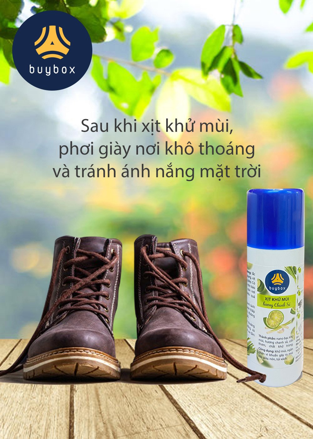 Xịt khử mùi giày dép hương chanh sả, quế cao cấp, giúp chân thông thoáng - buybox - BBPK212 - 75ML