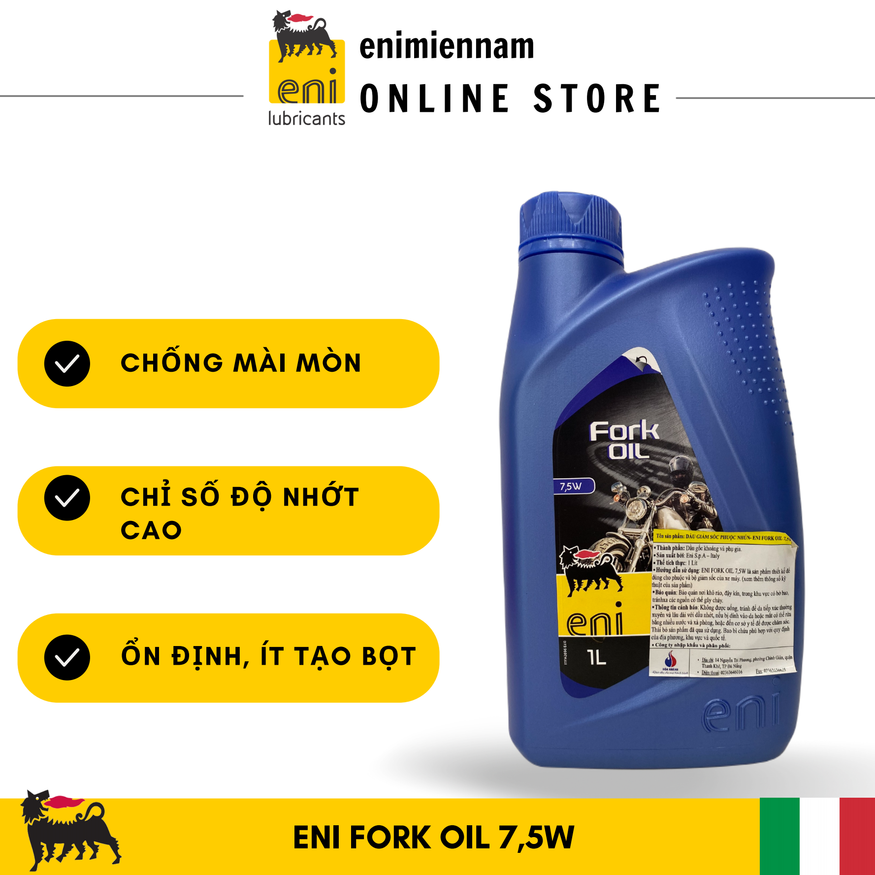 (HCM) Dầu phuộc Eni 7,5W nhập khẩu Ý