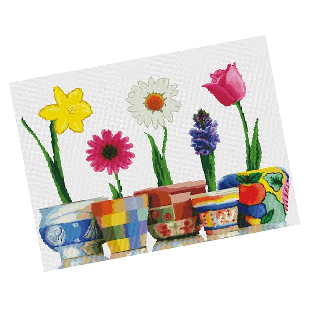 Handmade Ribbon Embroidery Flower Painting Kit Cross Stitch DIY Decoration