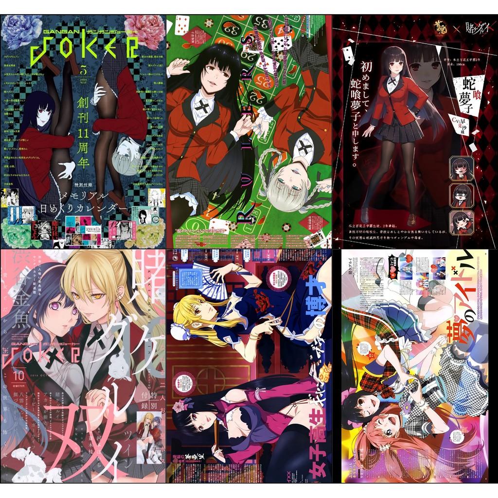 Bộ 6 Poster anime Kakegurui Học Viện Đỏ Đen - A3,A4,A5
