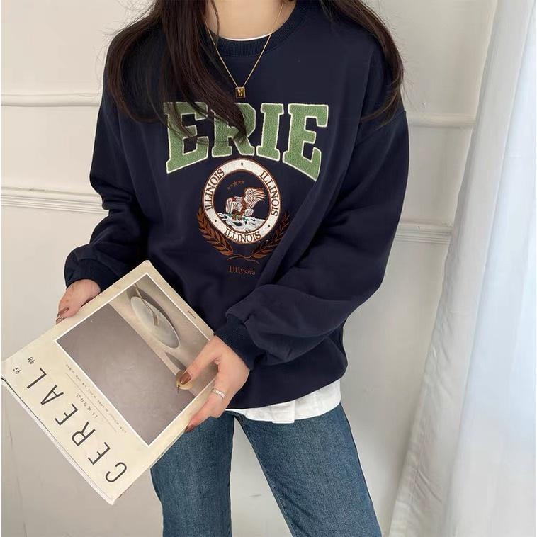 Áo Sweater Nỉ Unisex Nam Nữ Dáng Thụng ERIE In Hình
