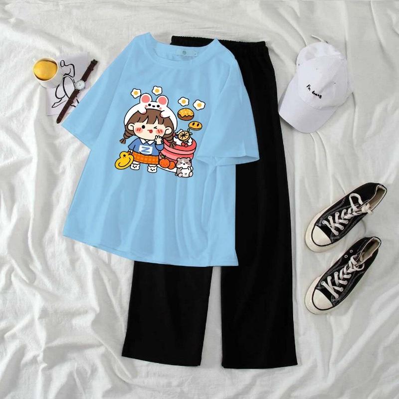 Sét bộ áo cô gái mũ thỏ ,,, quần ống rộng dài cute