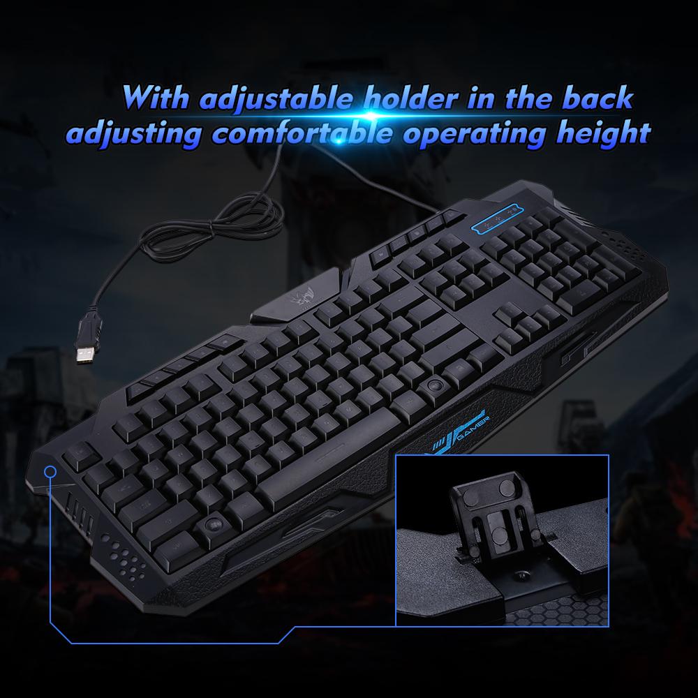 Bàn phím chơi game Ký tự không thấm nước USB có dây 3 cấp độ đèn nền công thái học có thể chuyển đổi LX-K002