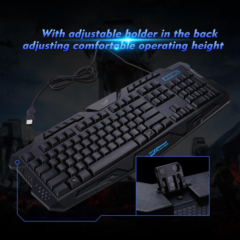 Gaming Keyboard Waterproof Characters Keyboard USB Wired 3-Level Backlit Keyboard Ergonomic Keyboard Switchable LX-K002