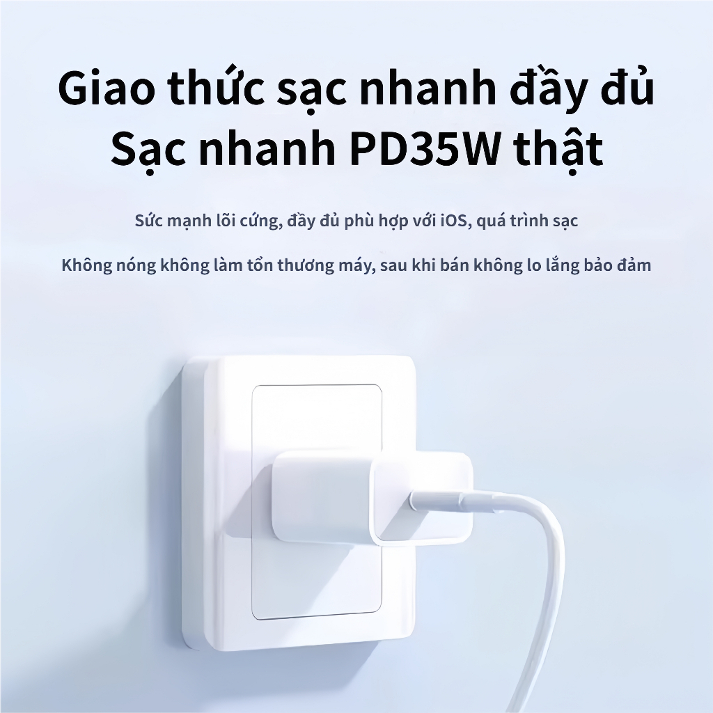 Bộ dây và củ sạc nhanh 35w type C dùng cho IP 17, 16, 15, Galaxy Note10 Plus, S20 Ultra và các dòng điện thoại dùng chung cổng Type C - Hàng nhập khẩu