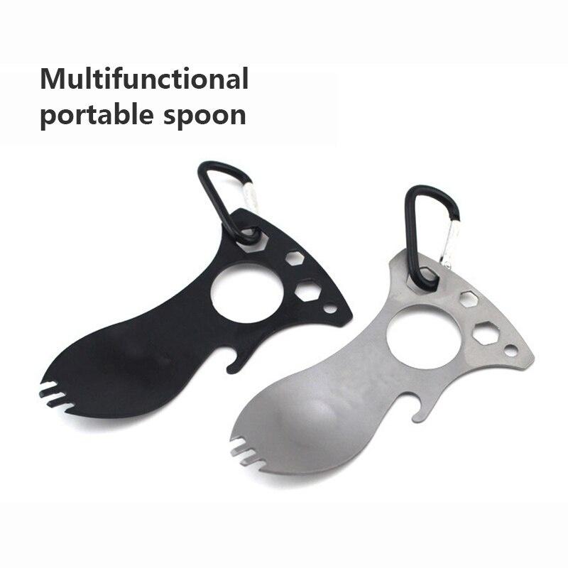 Camping Fork Spoon bottle opener Multi-function Stainless Steel Cutlery Spoon Fork Outdoor Cooking Camping Equipment