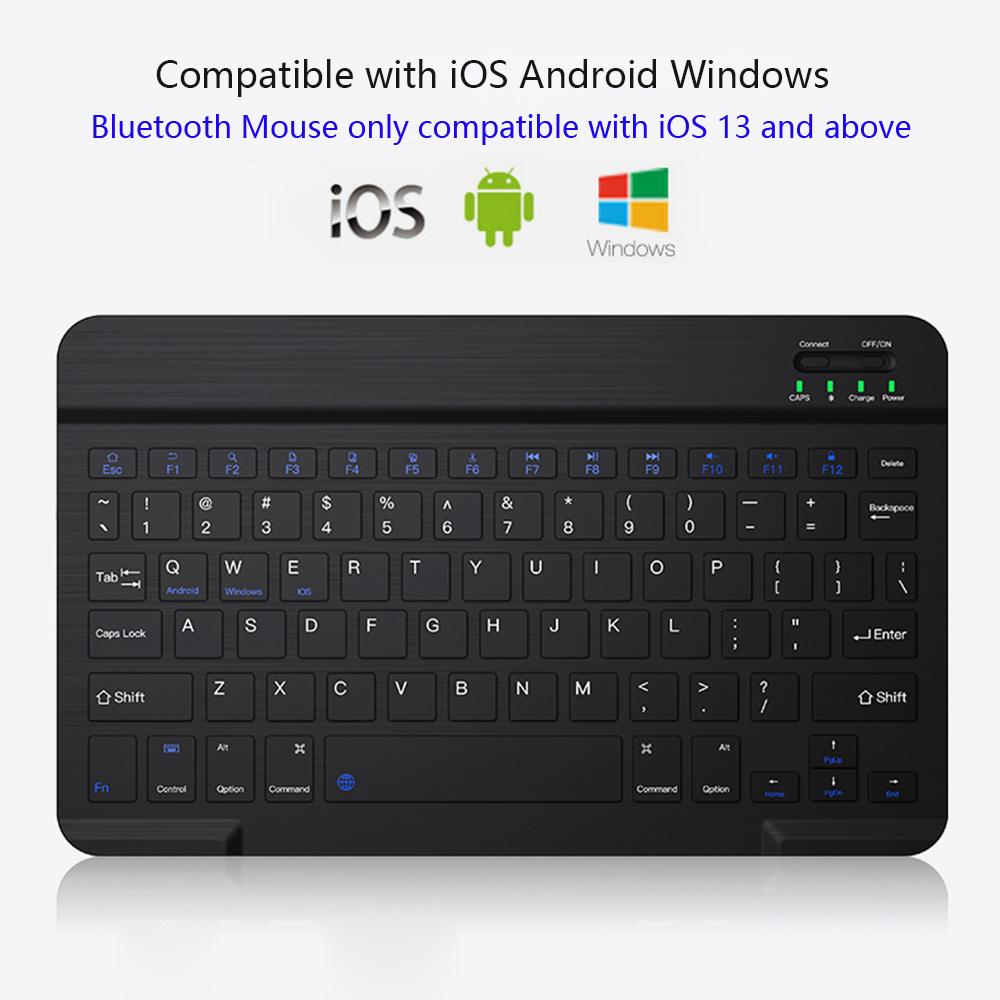 7Inch 10Inch Nhiều Màu Sắc Bàn Phím Tiếng Anh Chuột Cho Máy Tính Bảng Android Cho IPad 9.7 10.5 Mini Không Dây Bàn Phím Bàn Phím Bluetooth