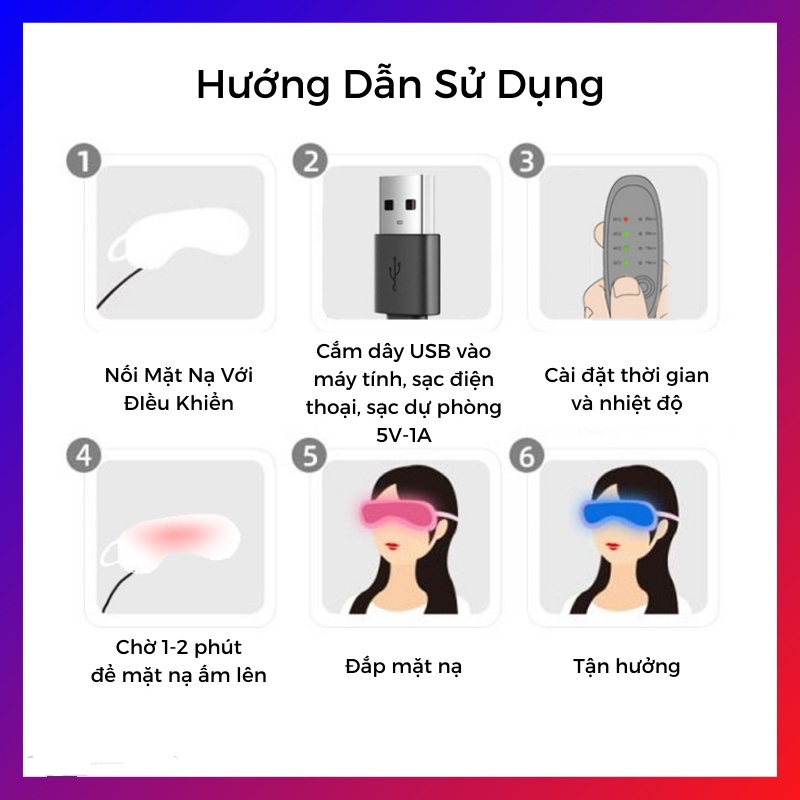 Máy chườm nhiệt ngải cứu Tak thảo mộc bản tiếng Việt- thư giãn giảm quầng thâm,mõi mắt.Túi chườm mắt ngải cứu