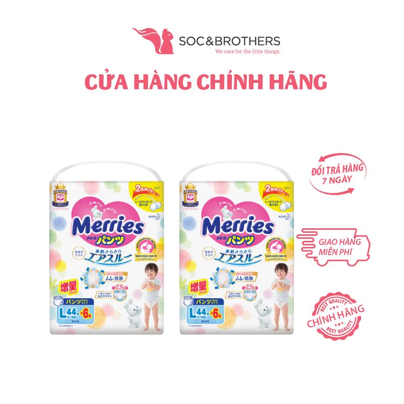 Bỉm quần Merries cộng miếng chính hãng L44 + 6