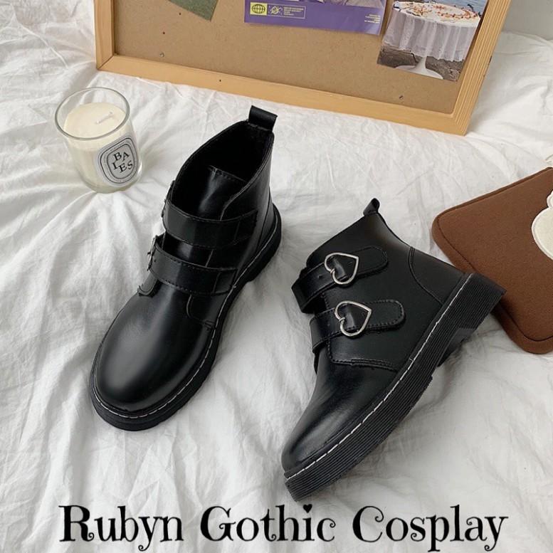 Giày Boots Chiến Binh Khoá Trái Tim quai dán độc lạ ( Size 35 - 40 )