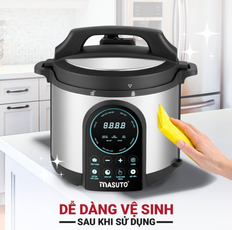 Nồi Áp Suất Siêu Tốc MASUTO Công Nghệ Nhật Bản Dung Tích 6L Công Suất 1000W - Hàng Chính Hãng