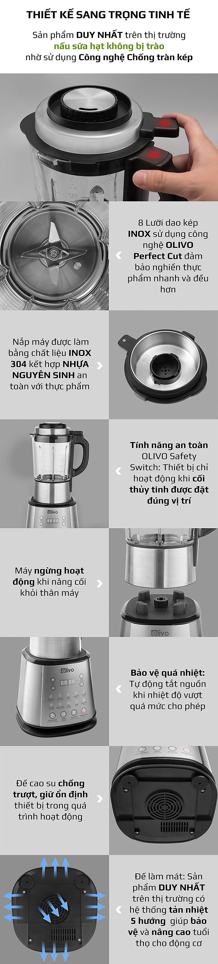 [Chính Hãng] Máy làm sữa hạt OLIVO X20 - Máy xay nấu đa năng - Thương hiệu Mỹ