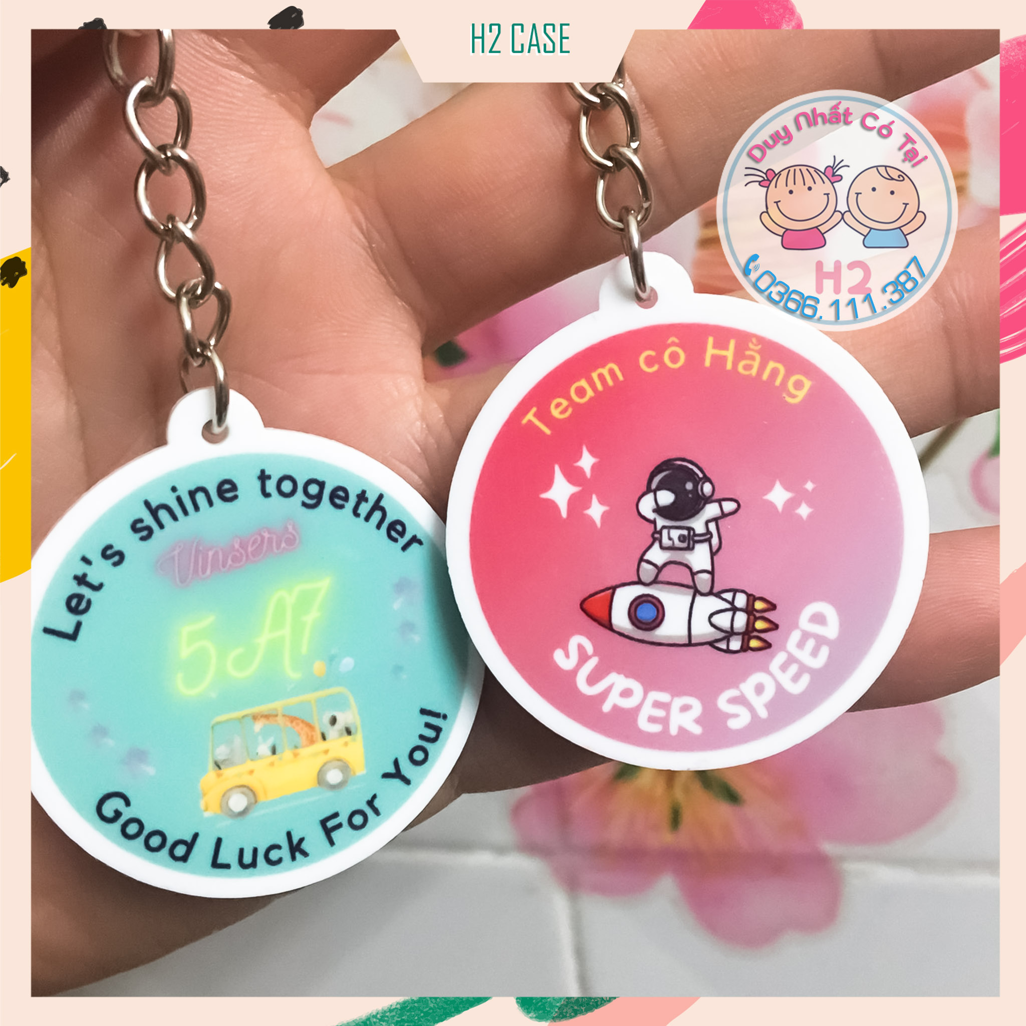 Móc khóa Mica 2 mặt in theo yêu cầu