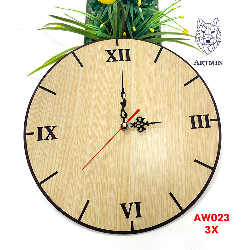 AW023 - Đồng Hồ Gỗ Treo Tường – Décor Trang Trí Số La Mã
