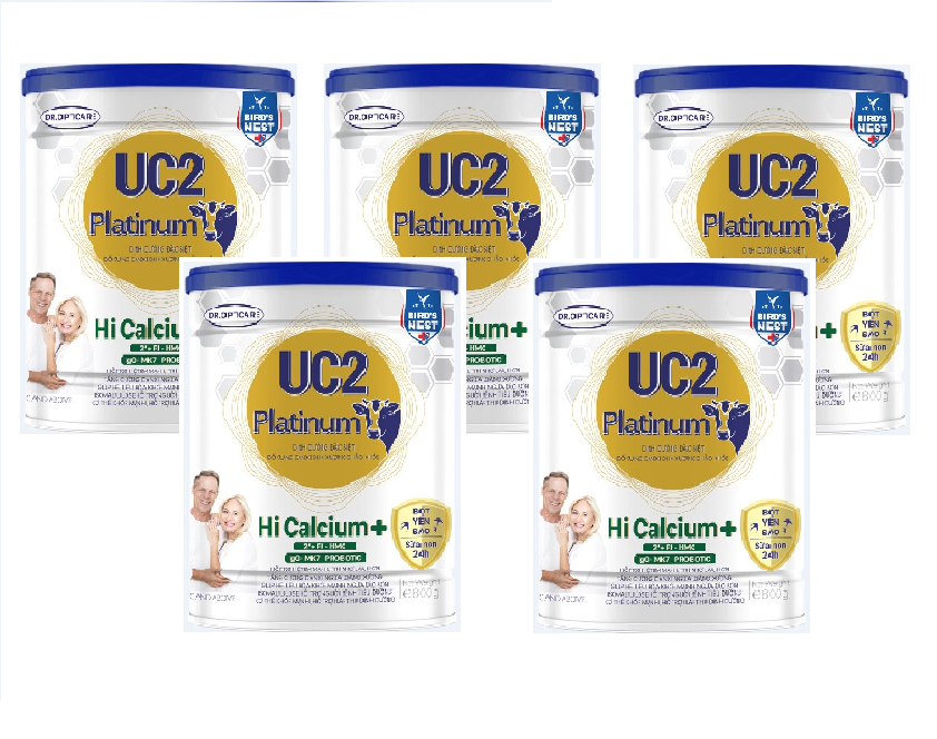 Combo 5 lon Sữa bột UC2 Platinum Hi Calcium+ lon 800g (bổ sung sữa non 24h và bột tổ yến)