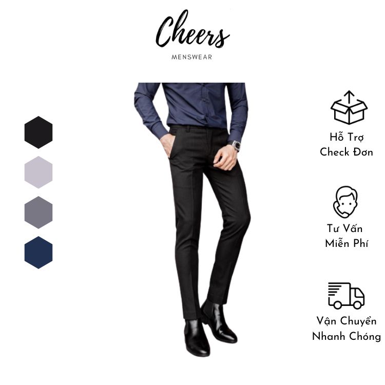 Quần Âu Nam Dài- Quần Tây Nam Cheers Chất vải Cao Cấp form Regular phù hợp dân văn phòng, học sinh, sinh viên