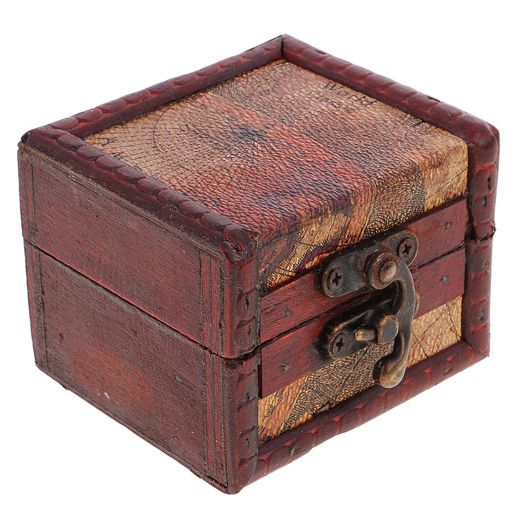Vintage Metal Lock Jewelry Treasure Chest Case Wooden Box Storage Box Gift