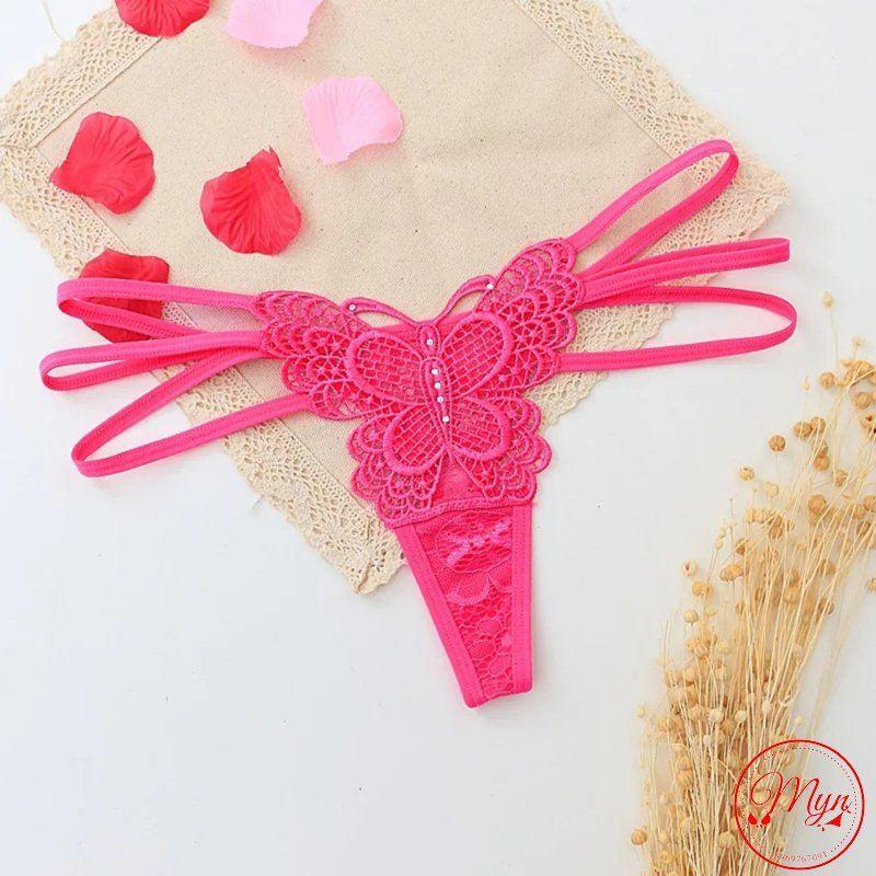 QUẦN LÓT REN LỌT KHE DÂY HÔNG CÁNH BƯỚM SEXY MÃ 9606