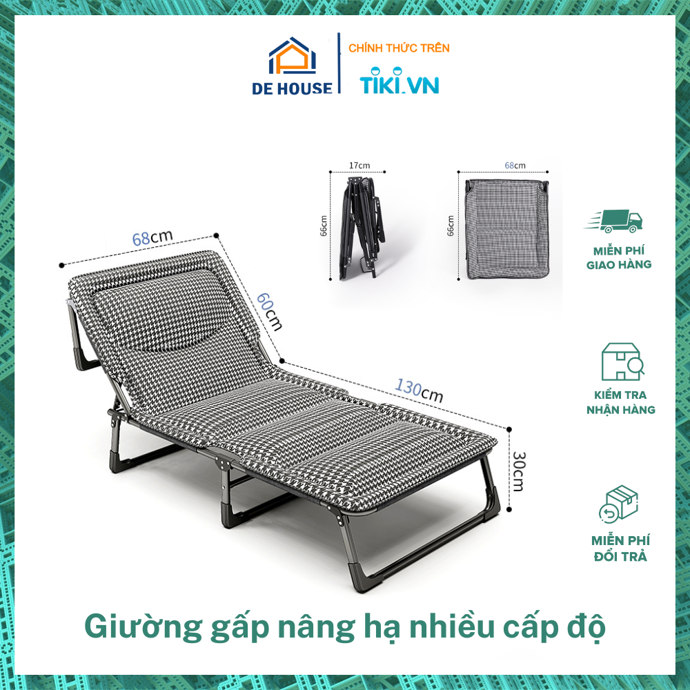 Giường Gấp Thông Minh Nâng Hạ Nhiều Cấp Độ - Giường Ngủ Gấp Gọn Di Động - Giường Xếp Ngủ Trưa Văn Phòng, Bệnh Viện