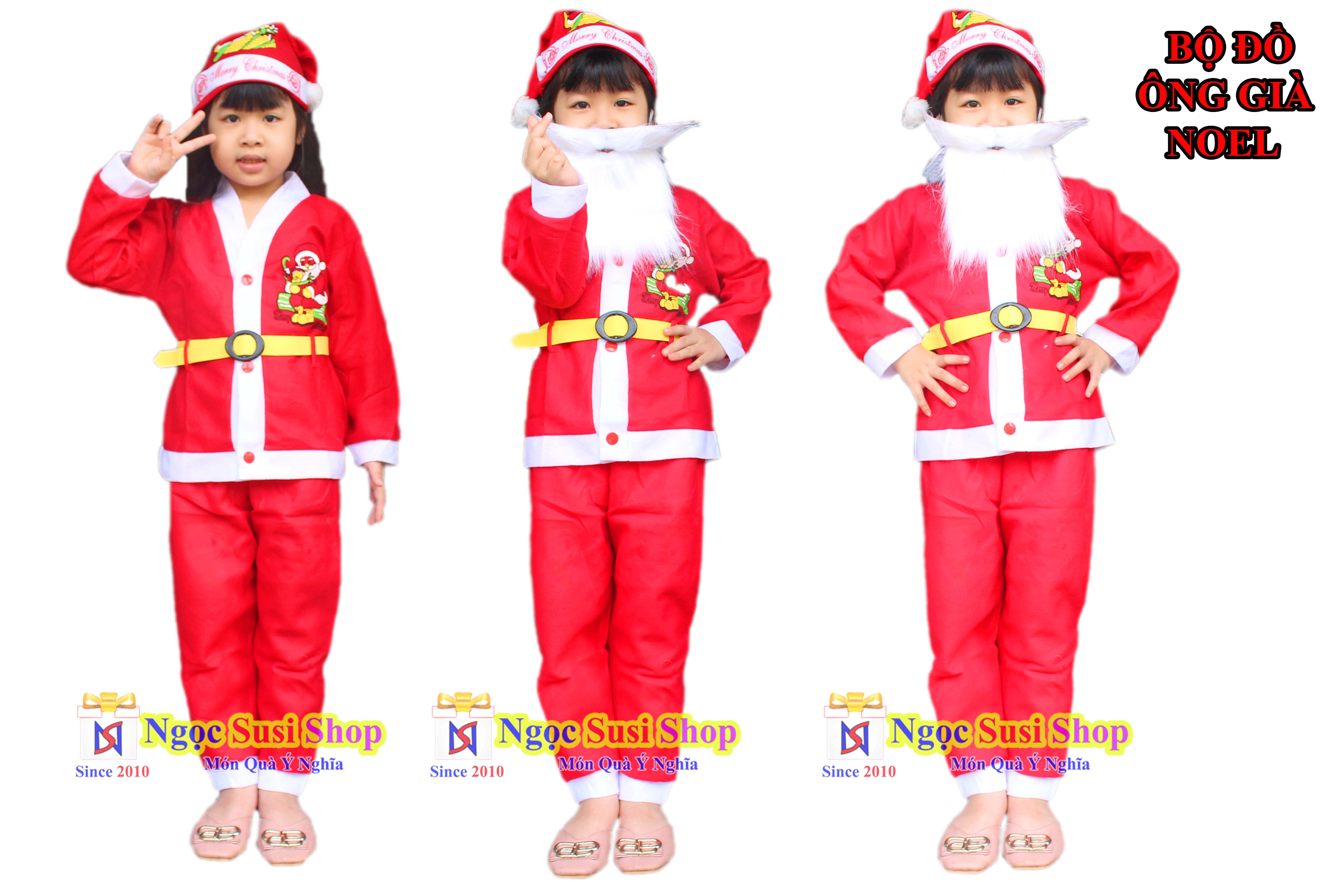 BỘ ĐỒ NOEL CHO BÉ QUẦN ÁO ÔNG GIÀ NOEL CHO BÉ CHẤT VẢI NỈ - TRANG PHỤC NOEL GIÁNG SINH TỪ 1 - 10 TUỔI