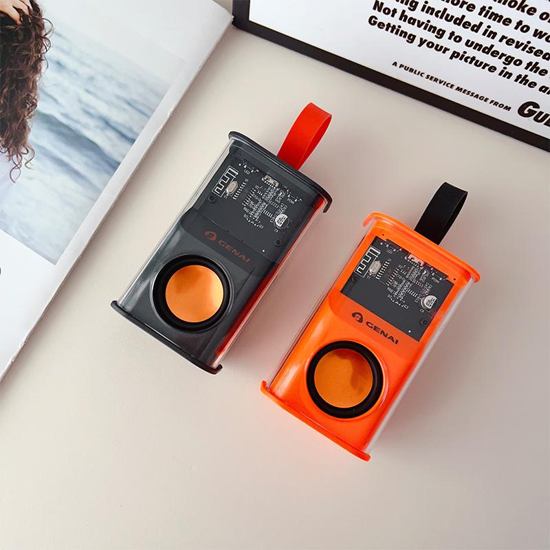 Loa Bluetooth GENAI Loa di động Mecha trong suốt Âm thanh nổi TWS Bluetooth 5.3 Đèn LED Hộp âm thanh Hỗ trợ bán buôn Màu sắc: Đen