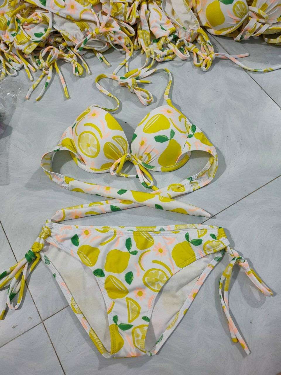 Bikini Tam Giác Có Gọng Nâng Ngực Họa Tiết
