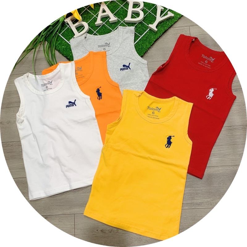 Áo Ba Lỗ Bé Trai Thun Cotton 4 Chiều Đẹp Logo Thêu 7-18kg