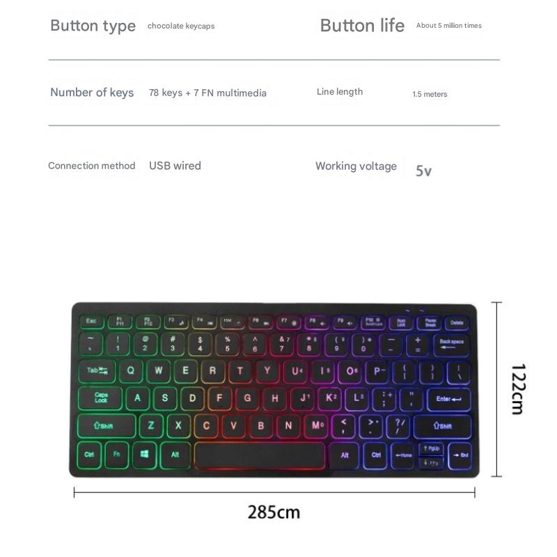 Bàn Phím có dây K1 mini nhỏ gọn có đèn led cho máy tính , Laptop hàng nhập khẩu